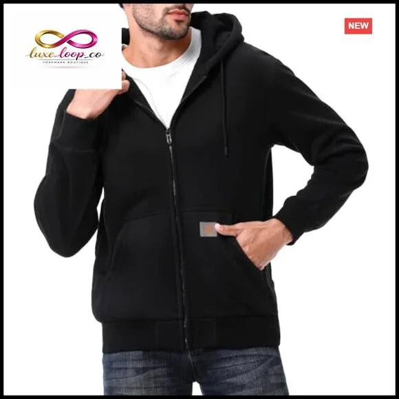 Men's Heavyweight Fleece-Lined Full Zip Hoodie Sweatshirt Loose Fit